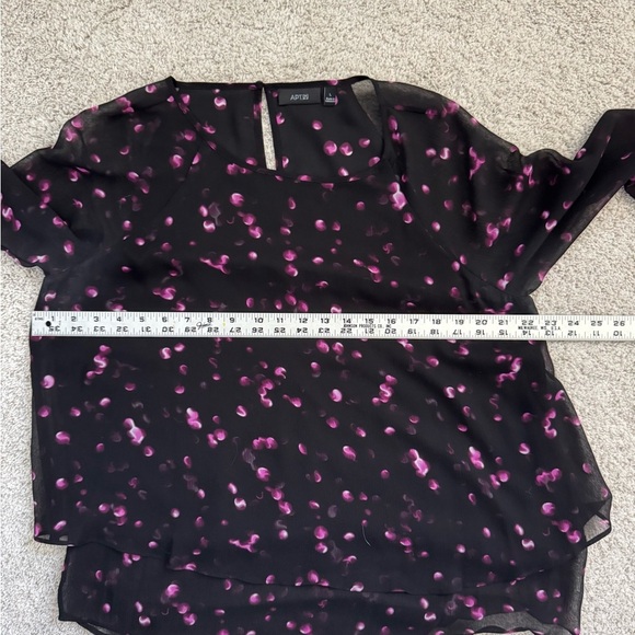 Apt. 9 Black and Purple Layered Blouse with Sheer Sleeves - Picture 6 of 7